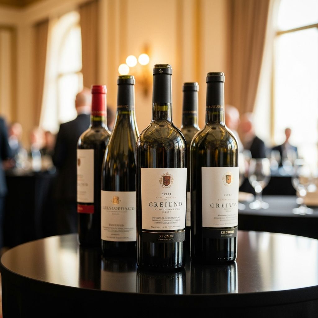 Premium wine bottles on display